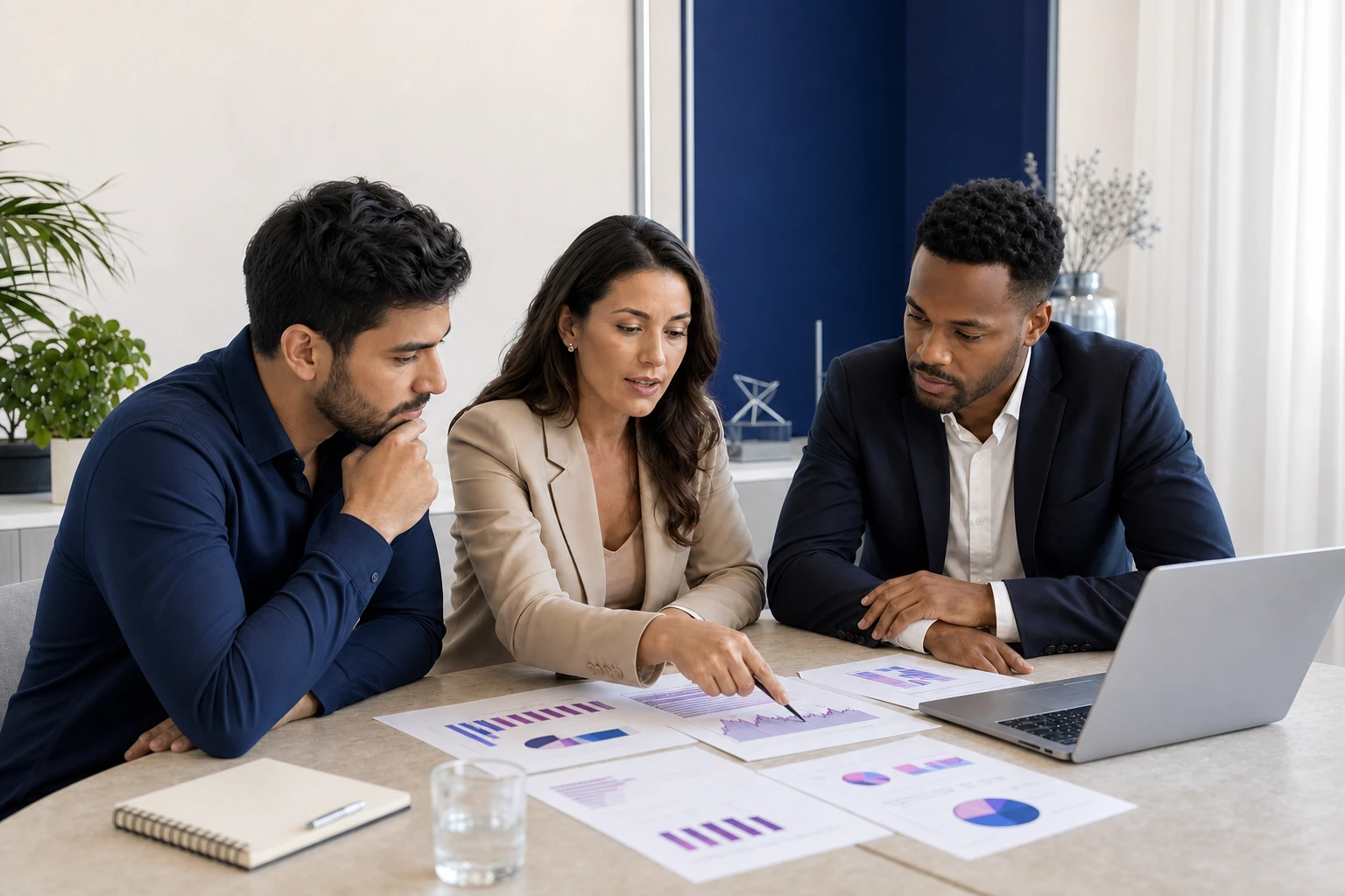 Profissionais analisando indicadores em um diagnóstico financeiro empresarial